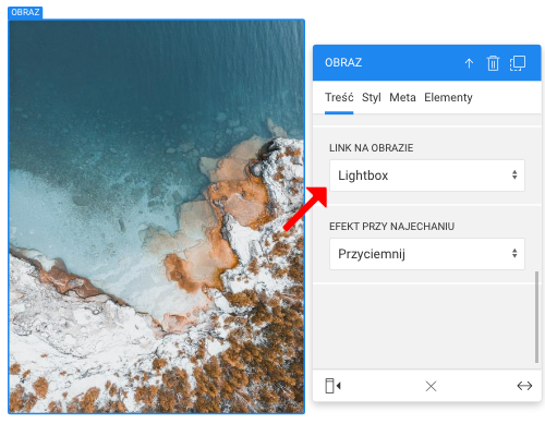 ustawienia obrazu lightbox